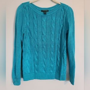 Lauren Ralph Lauren Blue Vintage Cable Knit Sweater * Size M